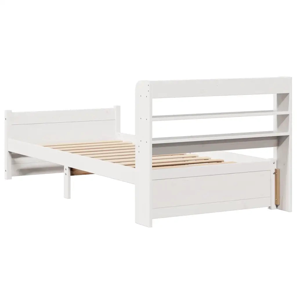 Giroletto con Testiera senza Materasso-Struttura Letto Bianco 90x190 cm 368041