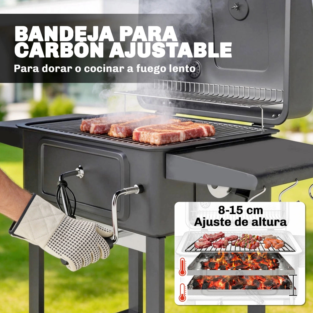 Barbecue Portatile a Carbone con Griglia e Vassoio ¨C Zephmum ¨C Grigio