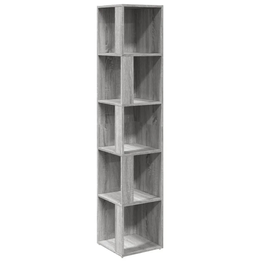 Mobile angolare classico 33 x 33 x 165 cm struttura robusta mobile salvaspazio in legno composito grigio 02_0048265
