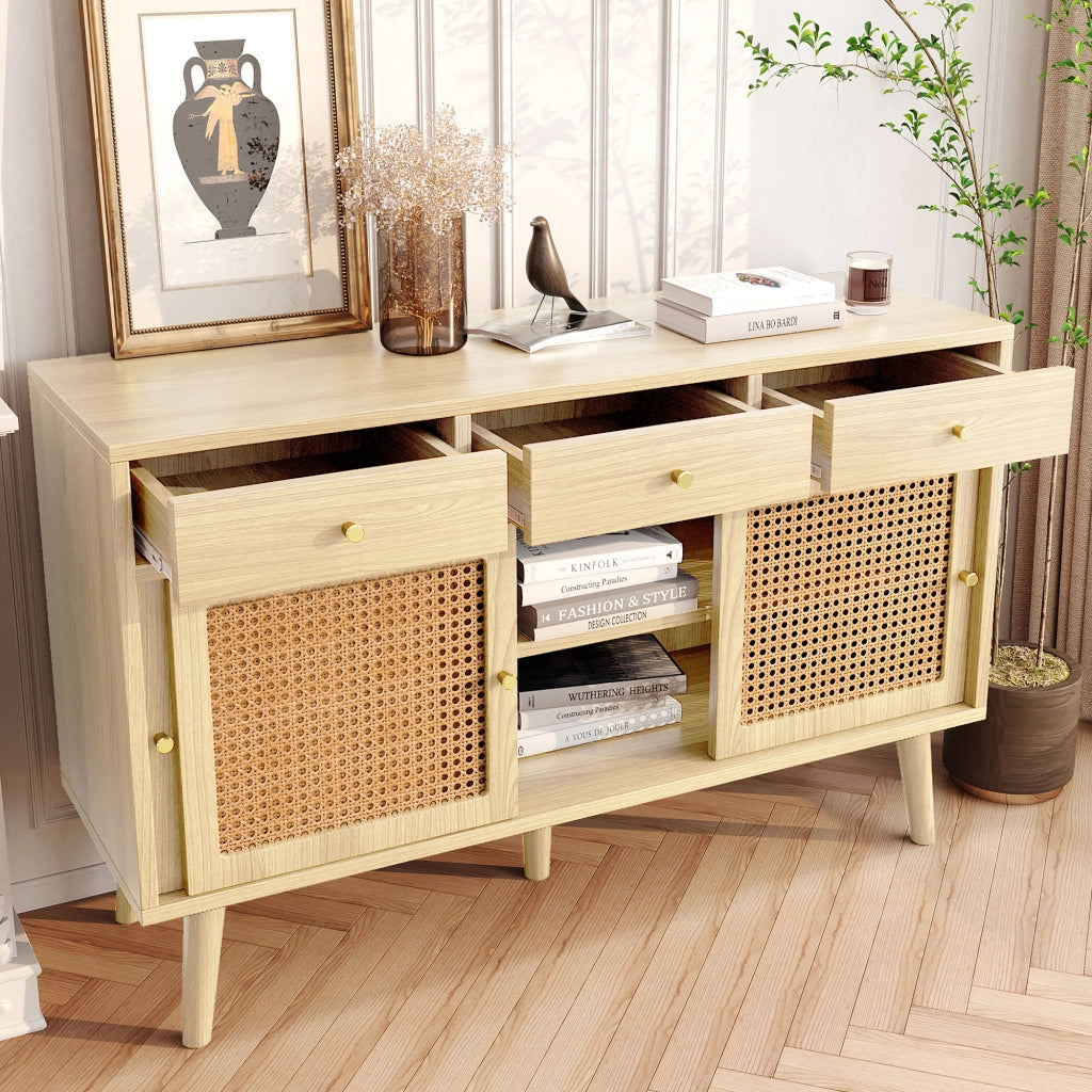 CREDENZA 120x40x78 cm Rovere MDF con 3 cassetti e 3 ante