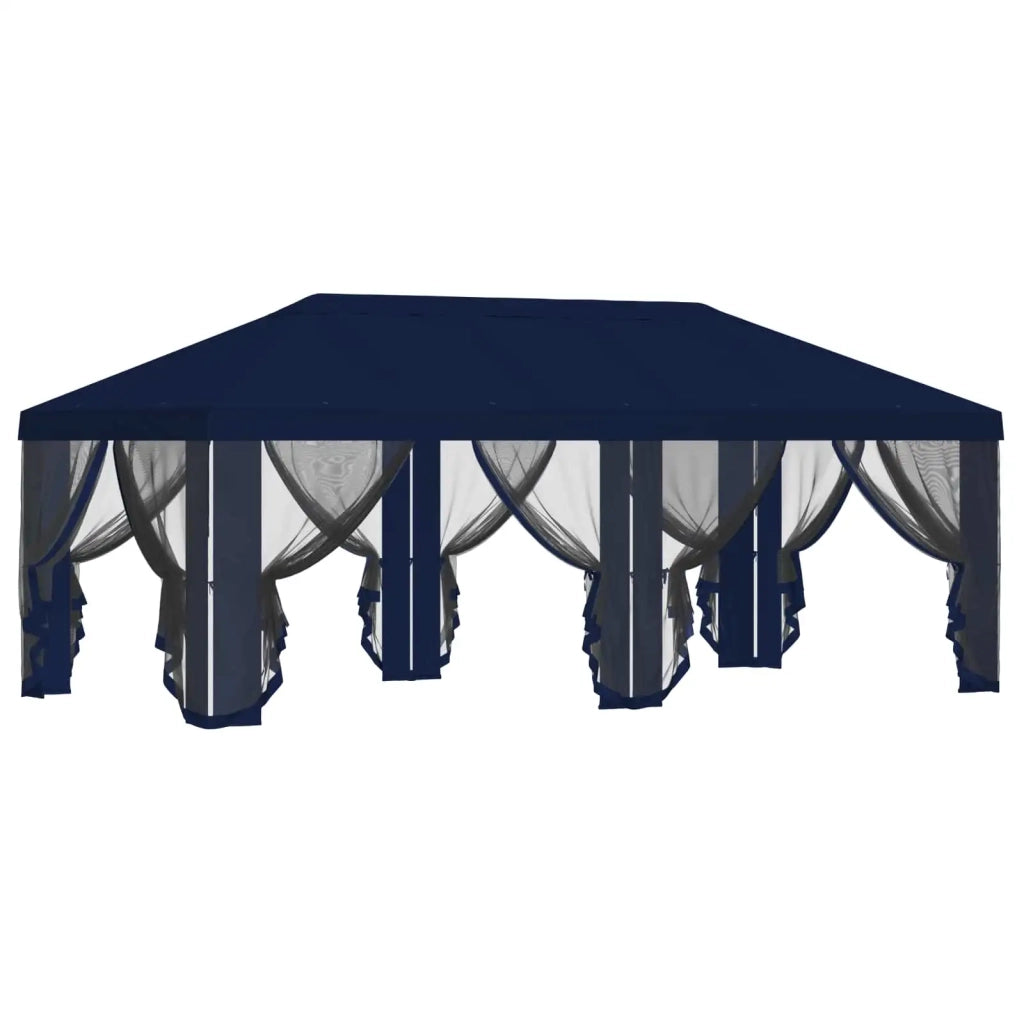 Copertura Gazebo con Pareti Laterali 6 x 3 m Blu Poliestere 190 900416