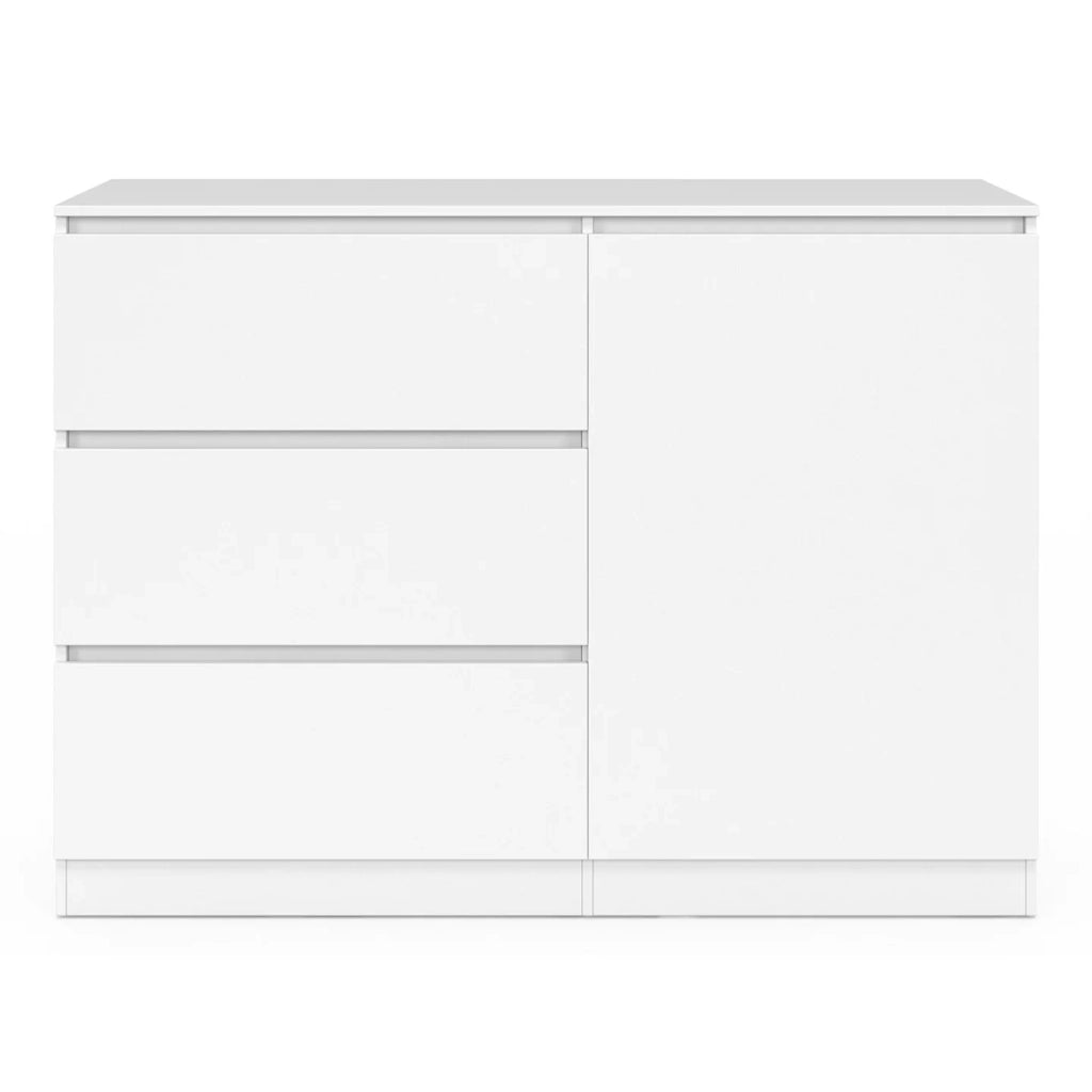 IDMarket - TOMI Cassettone a 3 cassetti + 1 anta 110 cm legno bianco