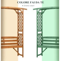 Panchina da Giardino in Legno di Abete con Arco Decorativo per Piante e Vasi, 160x50x198 cm, Marrone
