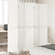 Divisorio Ambienti 5Pannelli Bianco Legno Massello di Paulownia 358839