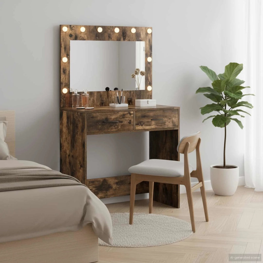Tavolo da Trucco con cassetto Rovere fumé 78,5 x 41 x 135 cm 865032