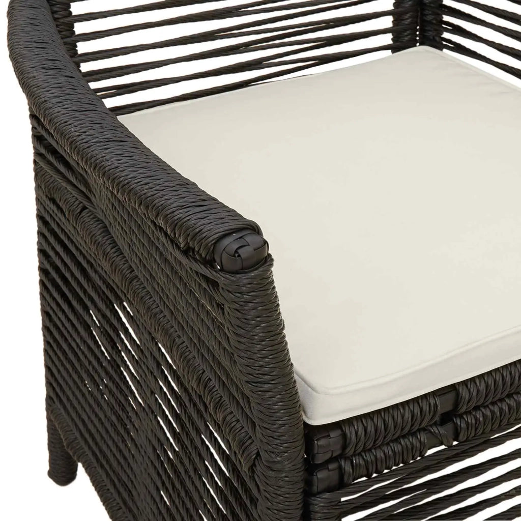 Sedia da esterno con cuscino 4 pcs Nero e Crema polyrattan