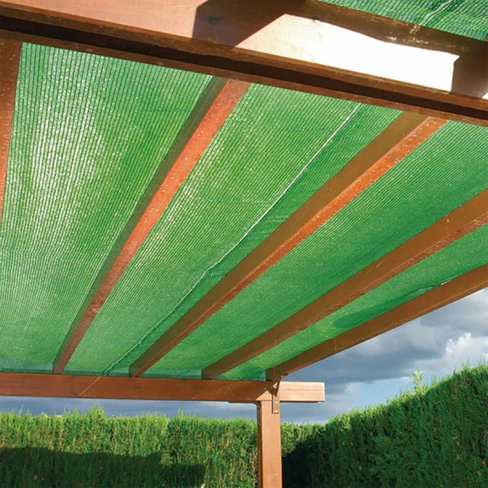 Trade Shop - Set 2pz Rete Telo Ombreggiante Di Copertura Verde 2x5mt Parasole Giardino Esterni 230745 -