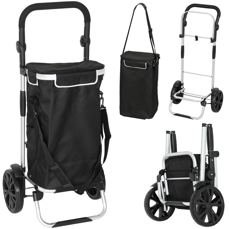 CARRELLO PORTASPESA 3 in 1 pieghevole 40 L Alluminio Nero