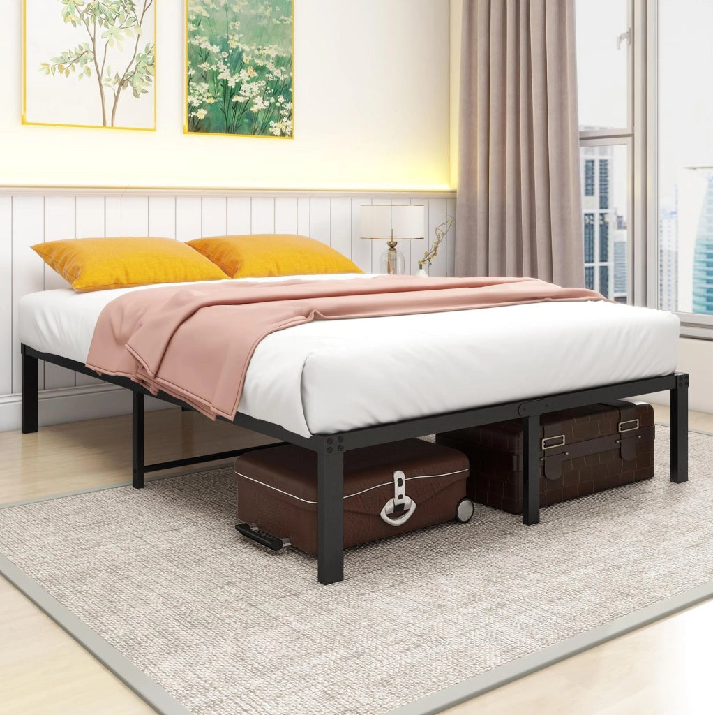 Struttura letto matrimoniale 140x200 cm in metallo con spazio salvaspazio