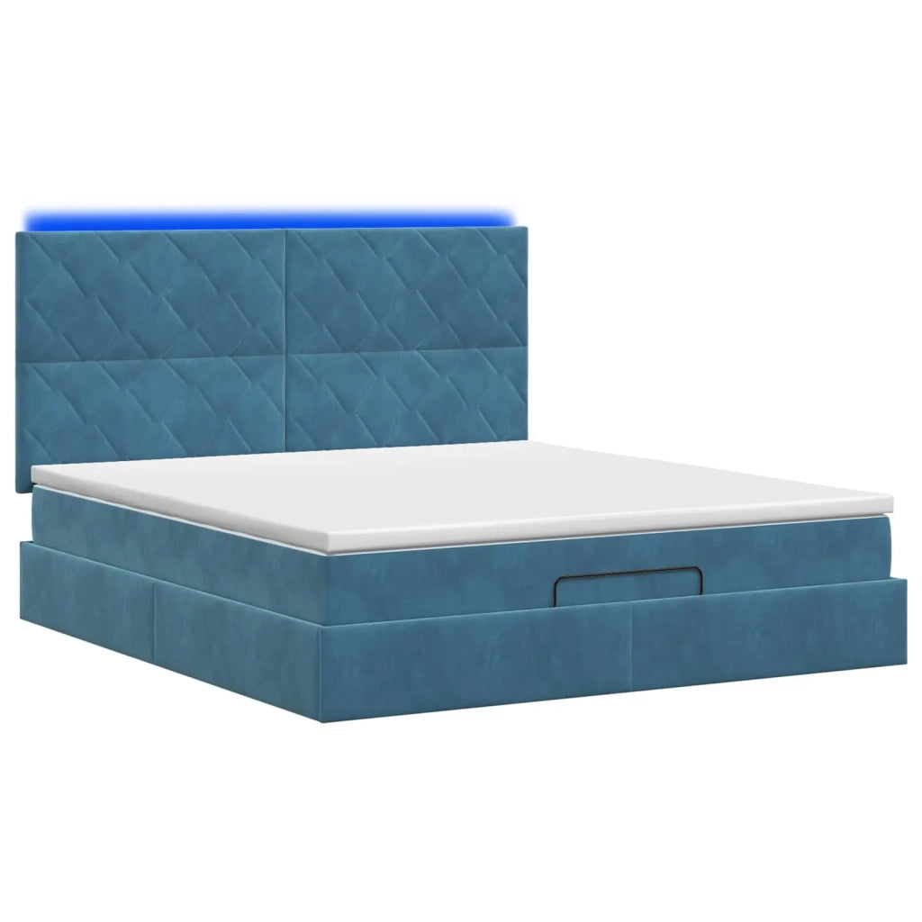 Letto Ottomano con Materasso e LED Blu scuro 180 x 200 cm 3458395