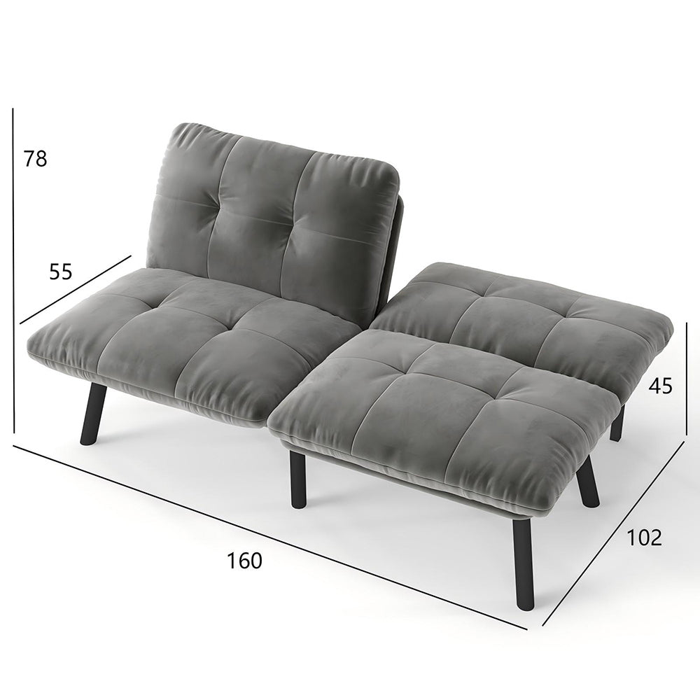 Divano letto - Xylo - 2 posti pieghevole grigio futon poco ingombrante