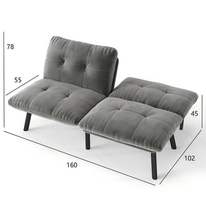 Divano letto - Xylo - 2 posti pieghevole grigio futon poco ingombrante