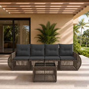 Set Divano da Giardino 5 pz Grigio e Grigio Scuro polyrattan 3435344