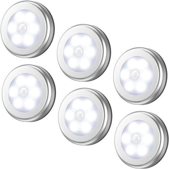 6 pezzi 3,15" Sensore di movimento Lampada LED wireless - Lampada da tavolo bianca