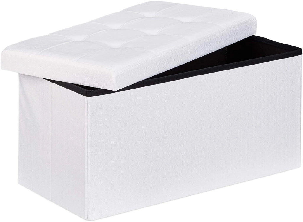 Sgabello panca pouf pieghevole contenitore poggiapiedi 76 cm lino bianco 13_0002337_6