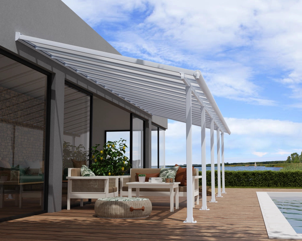 Pergola Addossata in Alluminio Olympia 3X9.8 m Bianco