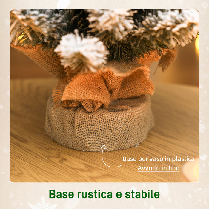 Albero di Natale Mini Innevato 60 cm con Pigne e Bacche Rosse per Interni