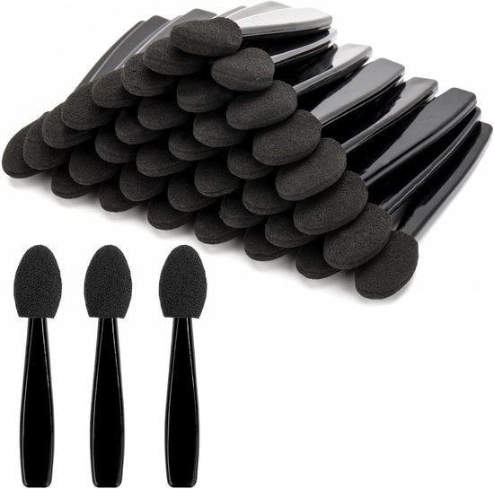 20 pezzi di pennelli per ombretto a doppia faccia neri - Applicatore a spugna per ombretto corto riutilizzabile - 39 cm