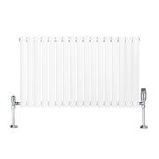 Radiatore Orizzontale Ovale 600x1020mm Bianco con Valvole TRV