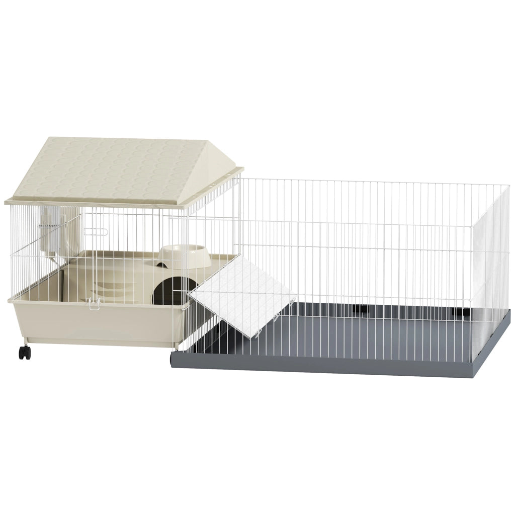 Gabbia per Piccoli Animali con Parco e Tappeto ¨C zephmum ¨C Beige 108x71x57 cm