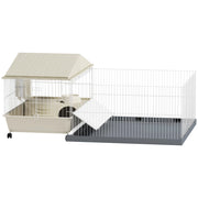 Gabbia per Piccoli Animali con Parco e Tappeto ¨C zephmum ¨C Beige 108x71x57 cm