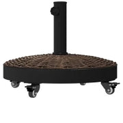 Base per Ombrellone da Giardino Rotonda a 4 Ruote con Freni, in Acciaio e Resina, Ø52x41 cm, Bronzo e Nero