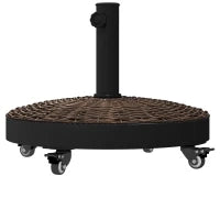 Base per Ombrellone da Giardino Rotonda a 4 Ruote con Freni, in Acciaio e Resina, Ø52x41 cm, Bronzo e Nero