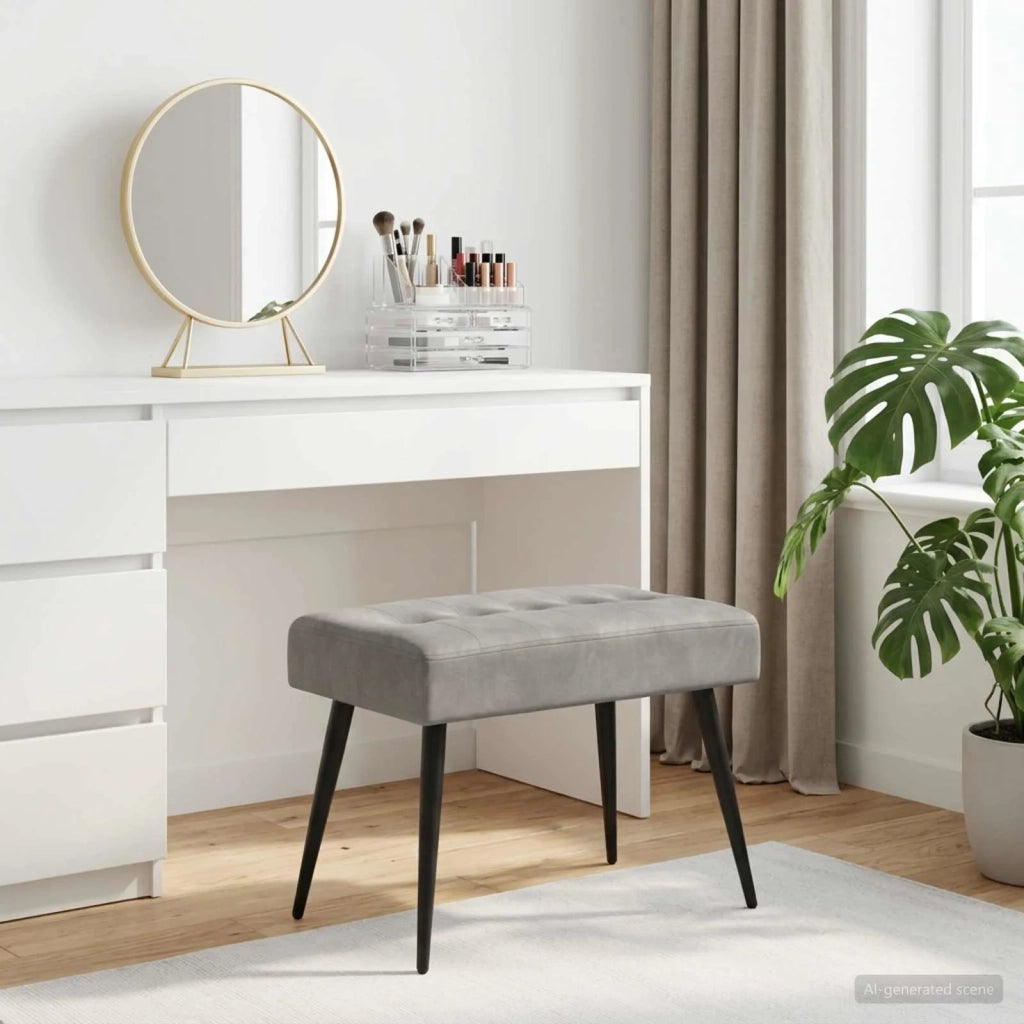 Panchina con bottoni imbottiti Grigio Chiaro 60 x 40 x 45 cm 42038501