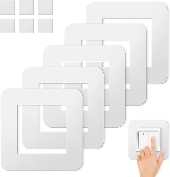Set di 5 Interruttori di Luce Surround - Bianco - Inclusi 30 pezzi di Adesivo Acrilico - 86 cm - Per Interruttori di Luce Singoli - Etichette - Coperture di Protezione