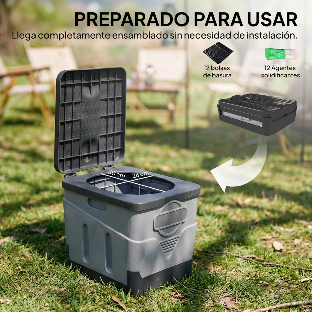 WC Portatile PP con Agente Solidificante e Sacchetti ¨C Zephmum ¨C Grigio Scuro