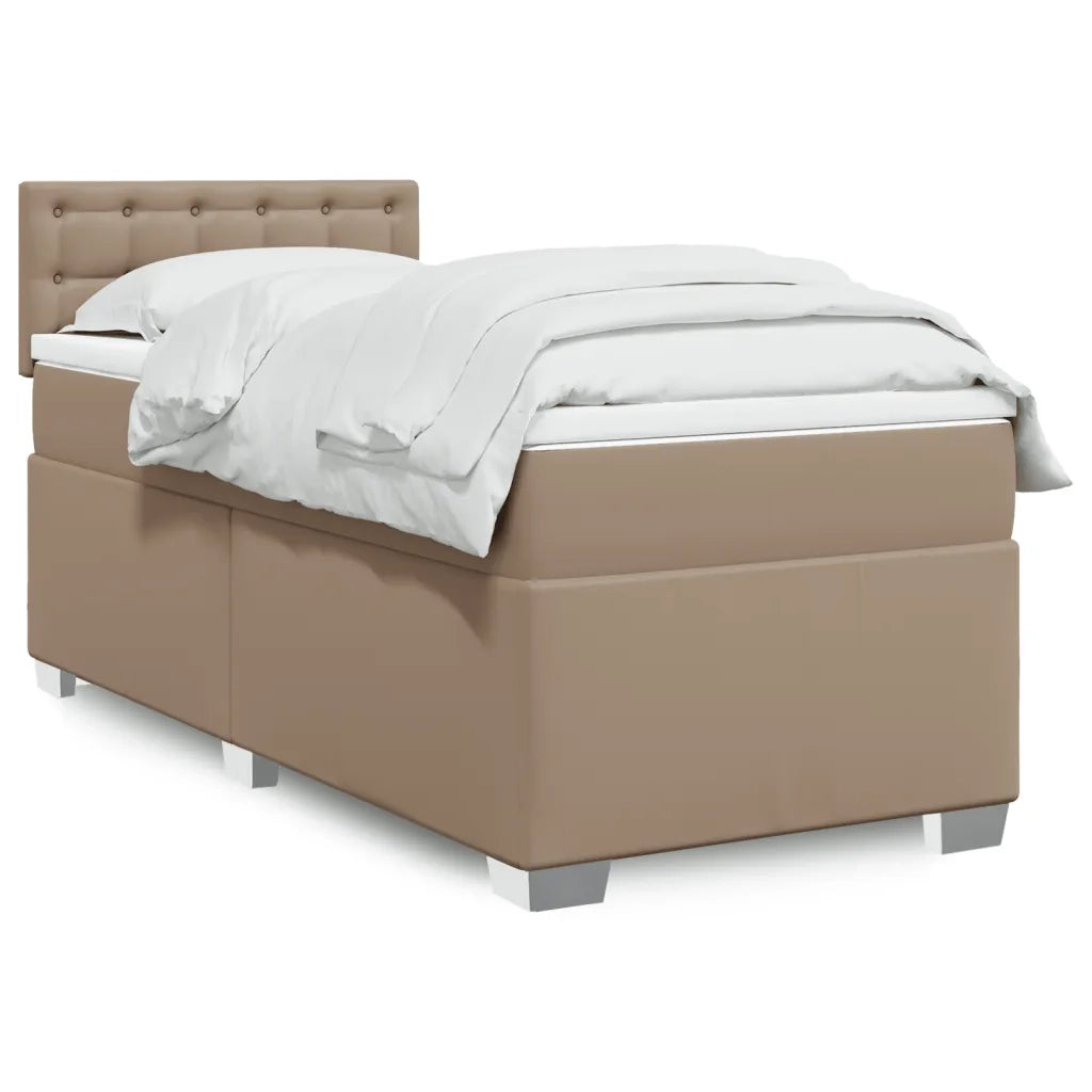 vidaXL Giroletto a Molle con Materasso Cappuccino 90x190 cm Similpelle
