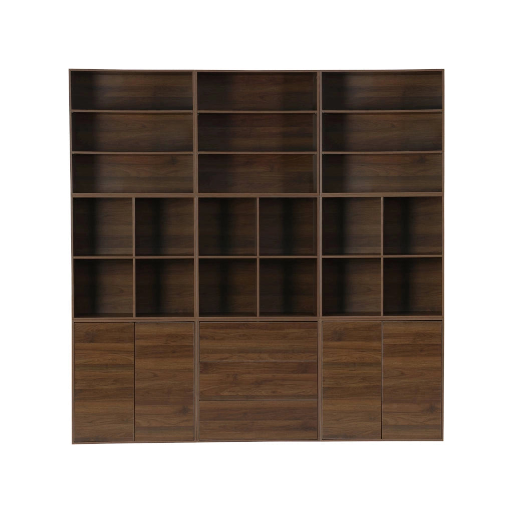 Libreria modulare in legno con 4 scomparti, noce