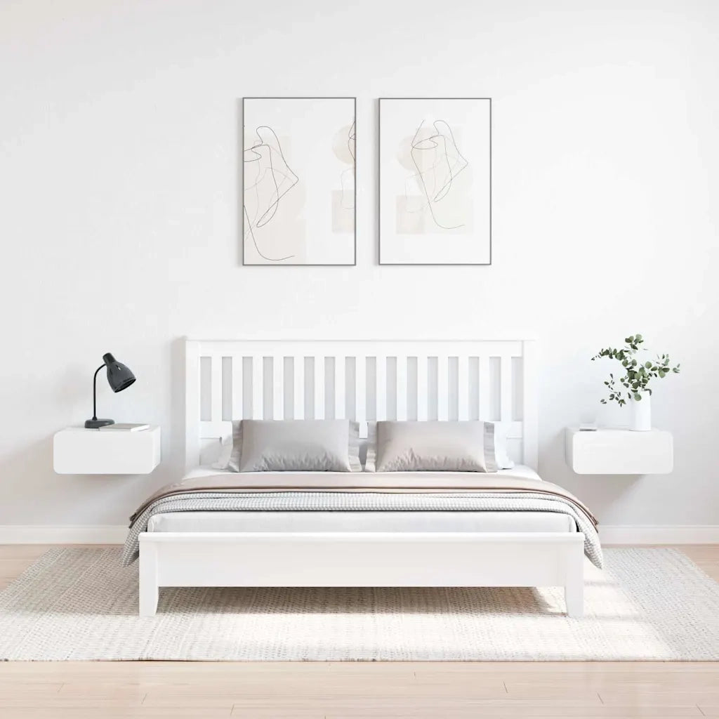 vidaXL Comodino 2 pcs Bianco 39 x 34 x 16.5 cm Legno di pino massello