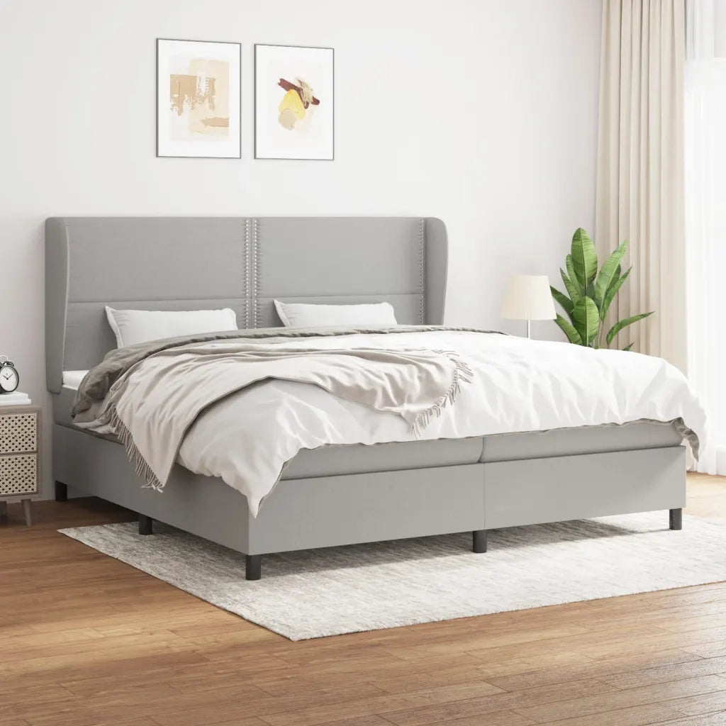 Giroletto a Molle con Materasso Grigio Chiaro 200x200cm Tessuto 3127909