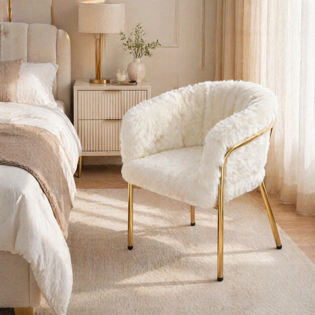 SEDIA Relax in Faux Fur 64,77x59,69x55,88 cm Bianca