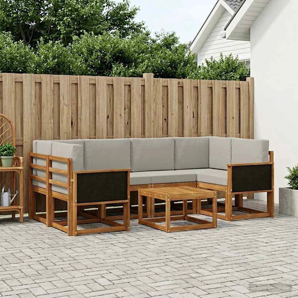 Set di divani da esterno 5 pz Naturale e Grigio Chiaro 3385022