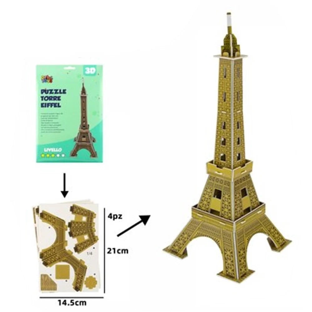 Trade Shop - Kit Puzzle 3d Forma Torre Eiffel In Miniatura Per Bambini Costruzione Fai Da Te 32400 -