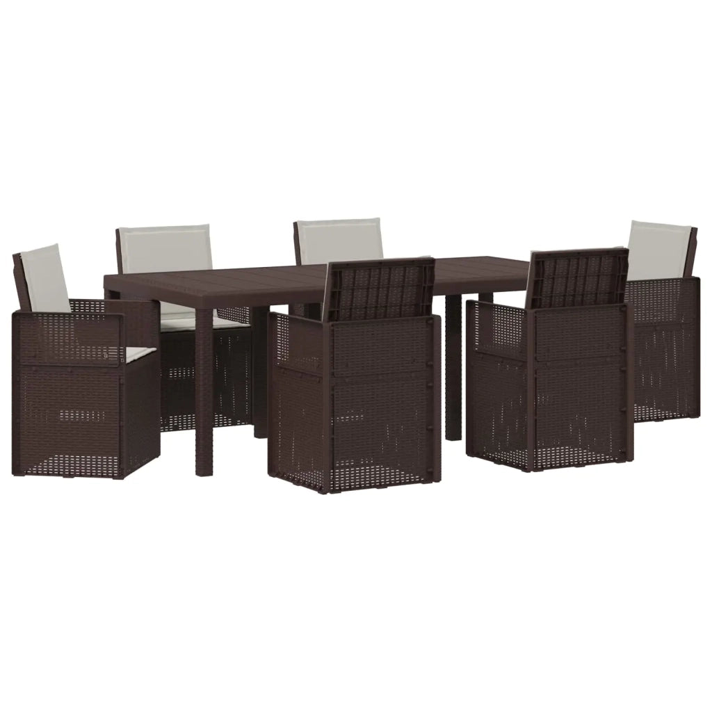 Set da Pranzo per Giardino 7 pcs Marrone e Grigio Chiaro PP