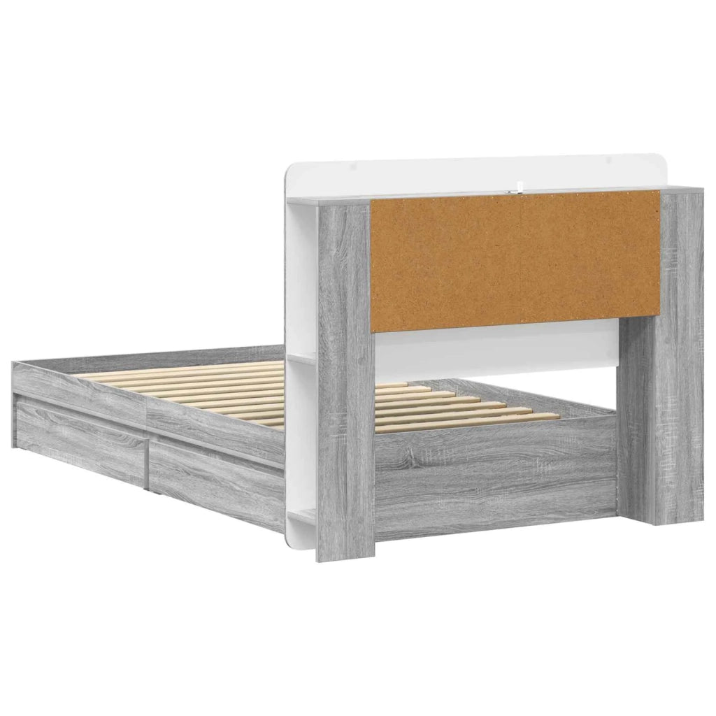 Telaio del letto con storage Sonoma grigio 100 x 200 cm