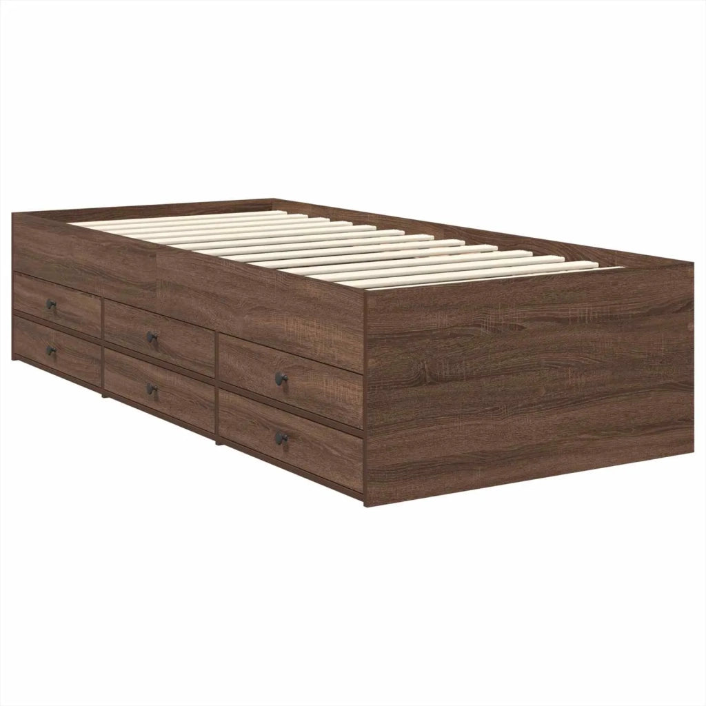 Letto singolo | Letto per adulti | Daybed Rovere Marrone e Nero 75 x 190 cm Legno multistrato