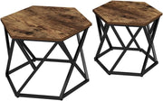 Set di tavolini Fyrk, Rovere rustico, 57 x 57 cm 2 parti, pieghevole salvaspazio e combinabile in modo versatile