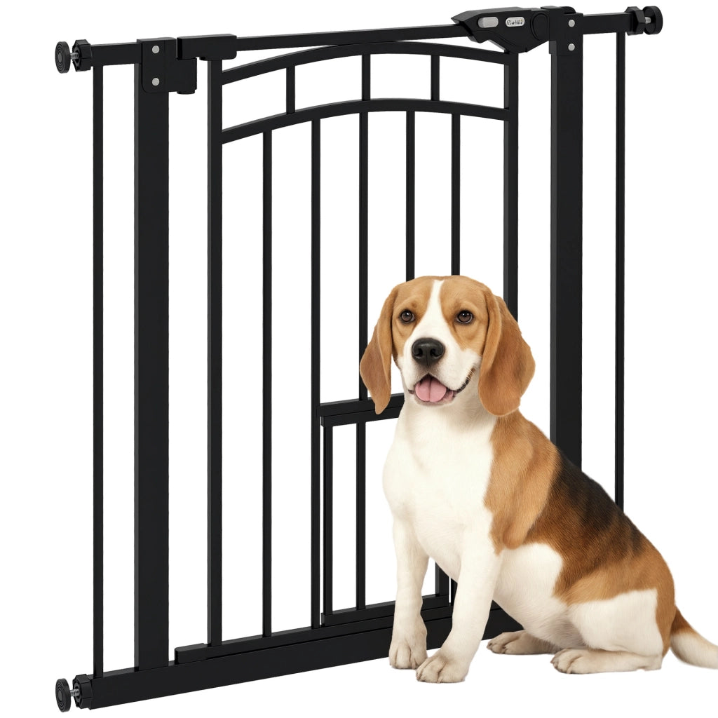 Barriera per animali porta chiusura automatica senza fori ¨C zephmum ¨C acciaio nero 74-80 cm