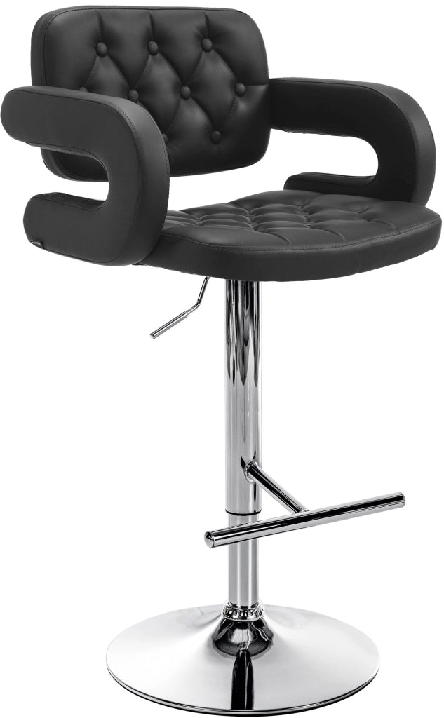 Sgabello Dublin in similpelle nero,cromo