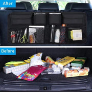 Organizzatore di archiviazione per auto Tasche auto per bagagliaio Tasche acqua-resistenti per auto con struttura elastica rigida per SUV Nero