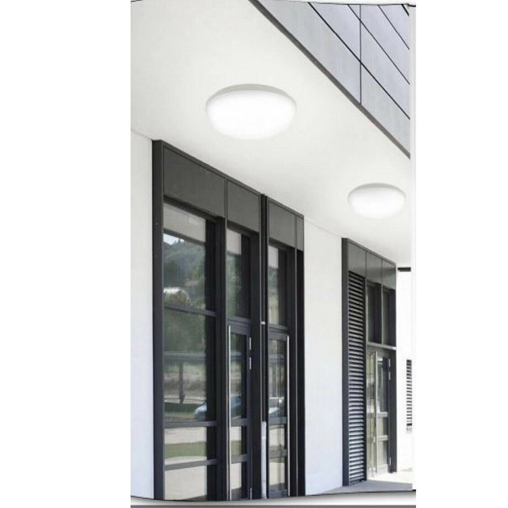 Trade Shop - Plafoniera A Soffitto Da Giardino A Led 24w Luce Fredda Calda Naturale Ip65 Es52 - -bianco Freddo      -