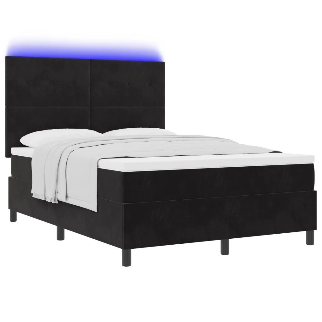 Letto con Materasso e LED Nero 140x190 cm Velluto