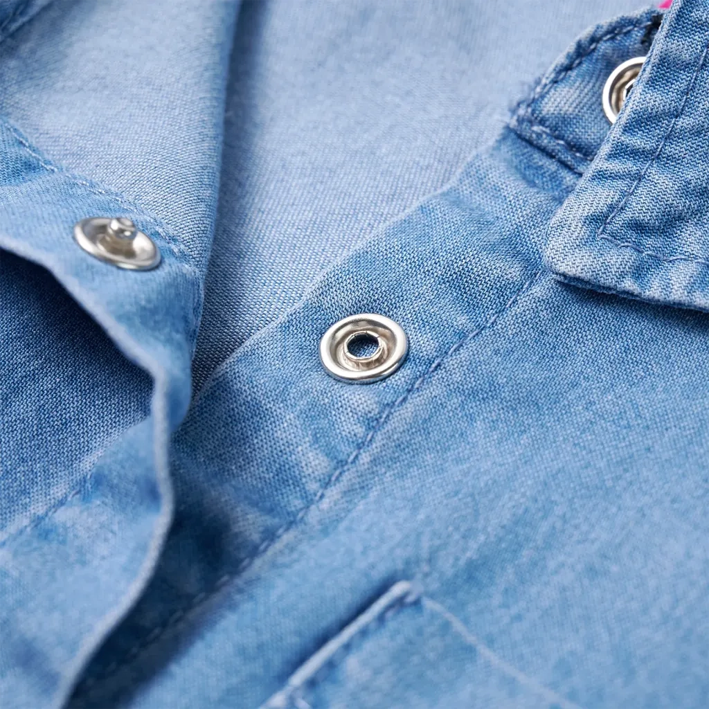 Abito da Bambina a Maniche Lunghe Blu Marino e Blu Denim 116 CFW5971626