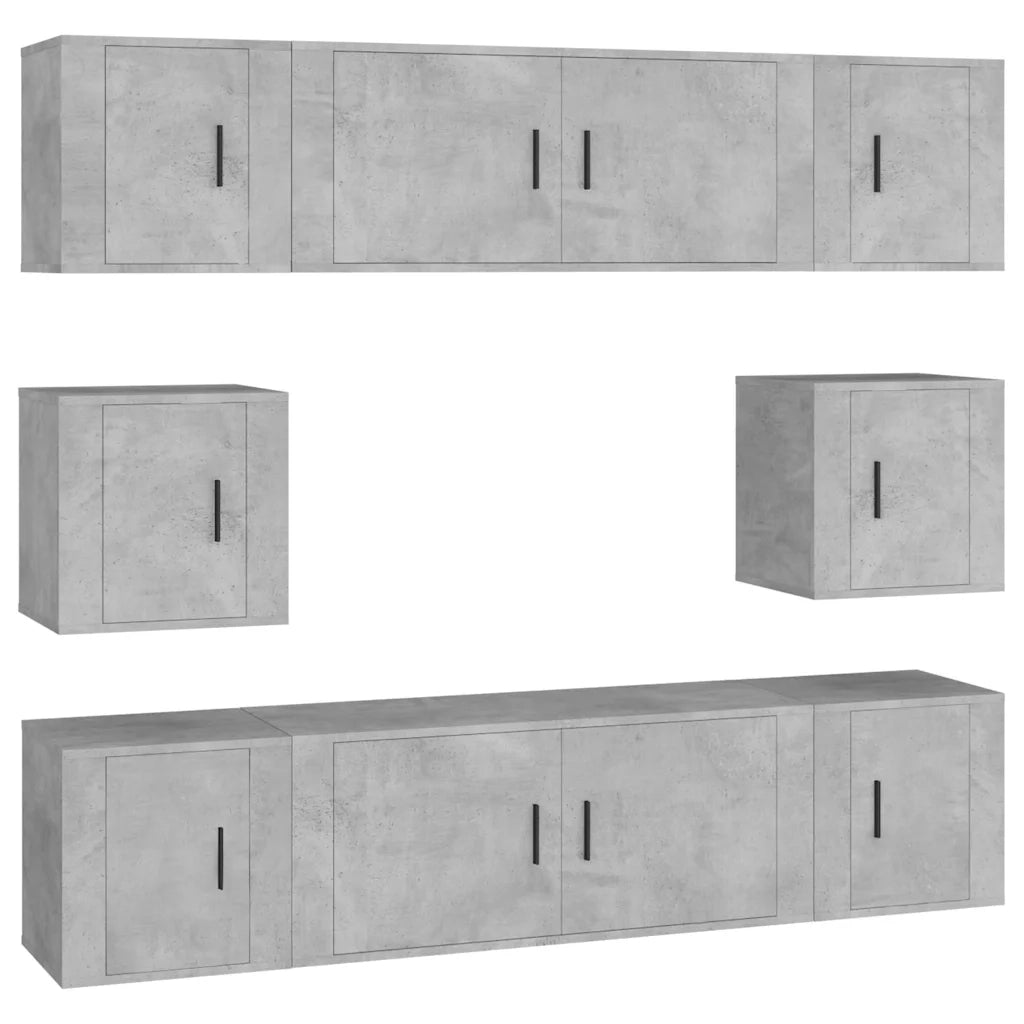 vidaXL Set Mobili Porta TV 8pz Grigio Cemento in Legno Multistrato