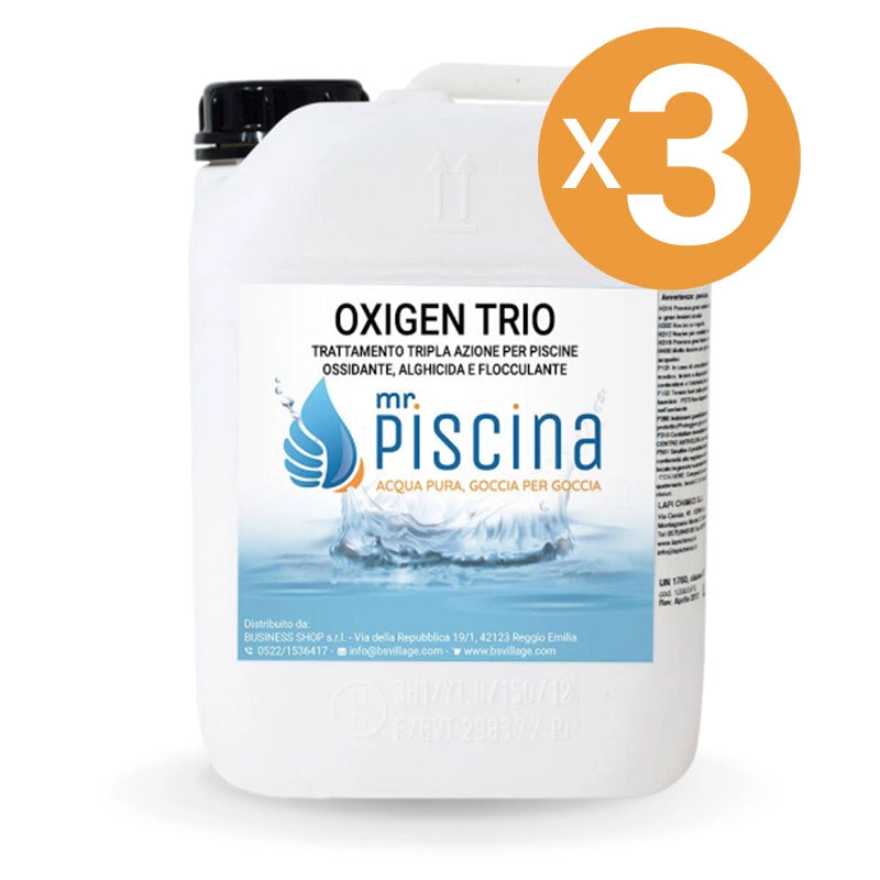 Ossigeno liquido OXIGEN TRIO tripla azione ossidante, alghicida e flocculante Quantità confezione: 3 confezioni