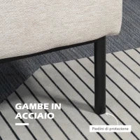 Poltrona Moderna d'Arredo con Cuscino Extra, in Tessuto Effetto Lino e Acciaio, 73x81x82 cm, Bianco Crema